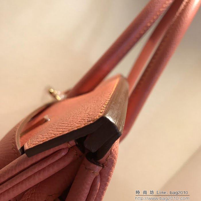 HERMES愛馬仕 鉑金包 Birkin 30cm Epsom L5 Crevette 龍蝦粉 金扣 頂級工藝 全手工 蠟線縫製 法國原廠工匠 時尚手提包  Ama1221